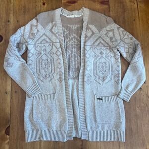 Roxy Southwestern Aztec Print Open Cardigan Sweater Duster Knit Size M/L A8